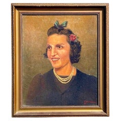 Vintage 20th Century Portrait Oil on Canvas