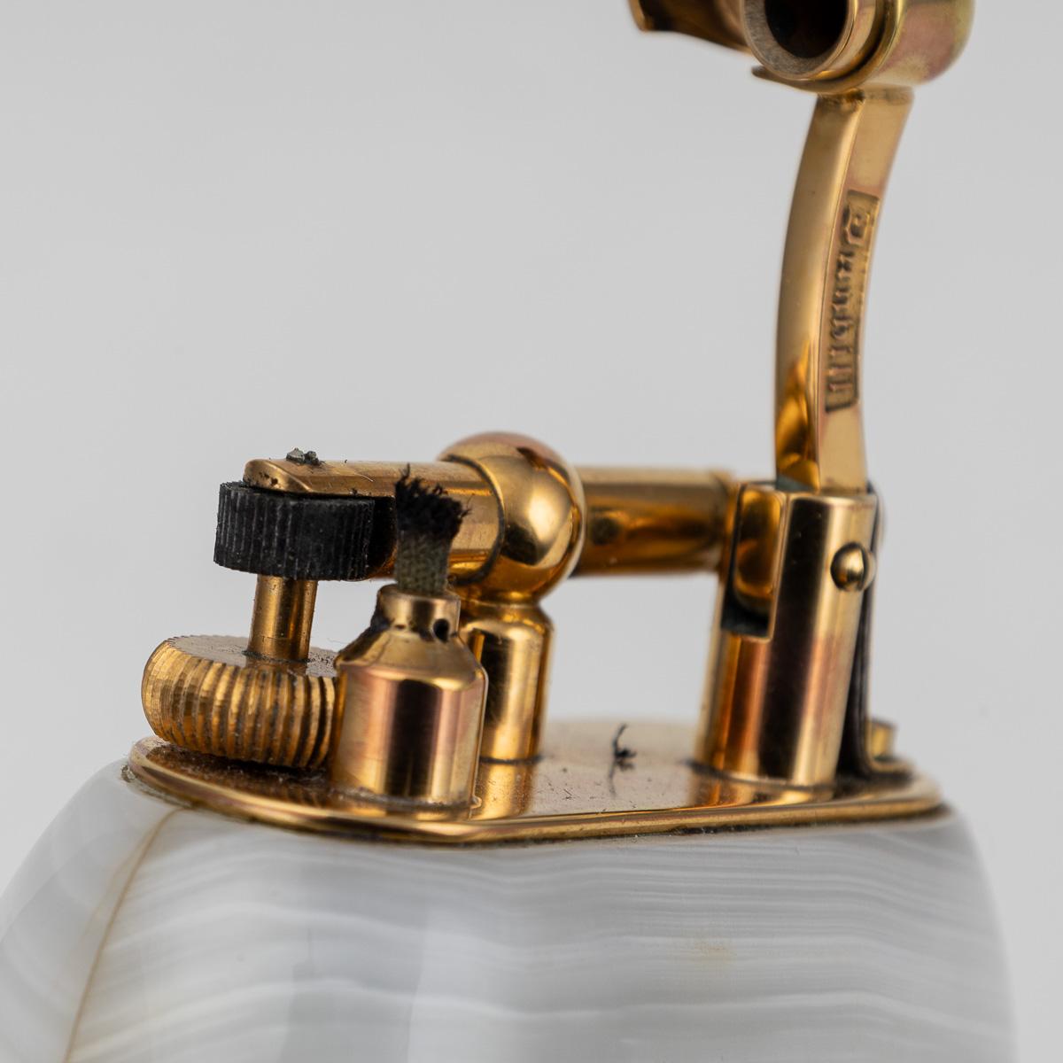 Vintage 20th Century Rare Italian Onyx & Gold Plate Dunhill Table Lighter c.1950 For Sale 5