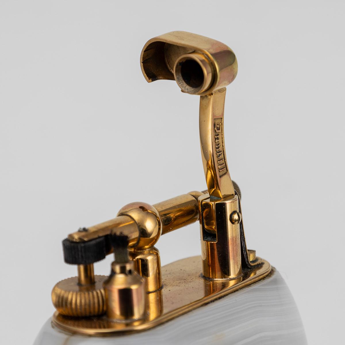 Vintage 20th Century Rare Italian Onyx & Gold Plate Dunhill Table Lighter c.1950 For Sale 8