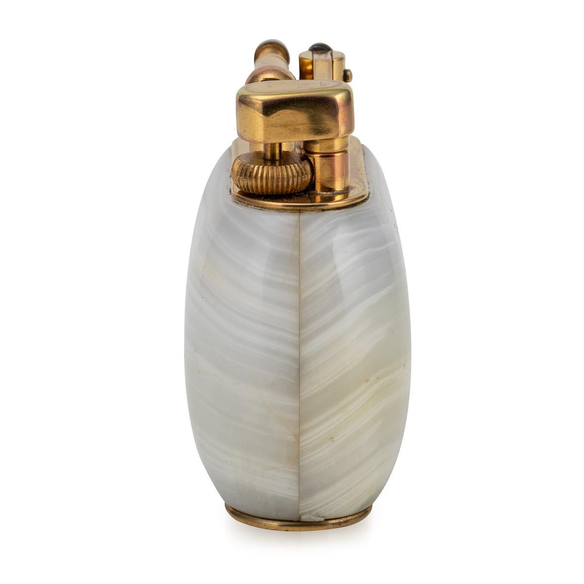 Vintage 20th Century Rare Italian Onyx & Gold Plate Dunhill Table Lighter c.1950 For Sale 1