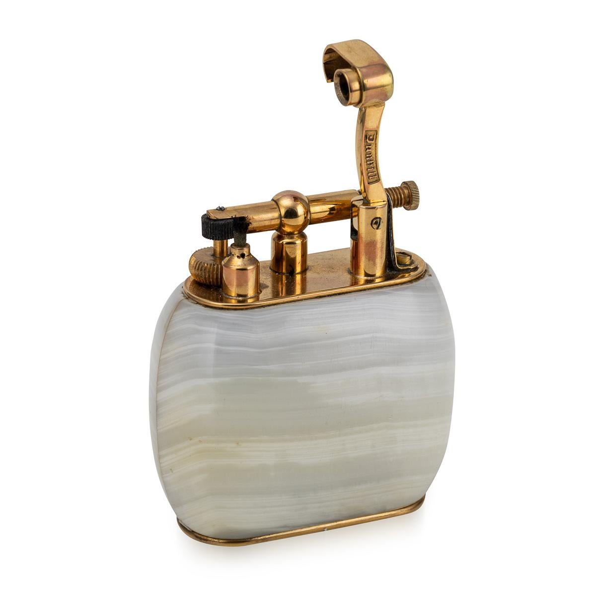 Vintage 20th Century Rare Italian Onyx & Gold Plate Dunhill Table Lighter c.1950 For Sale 2