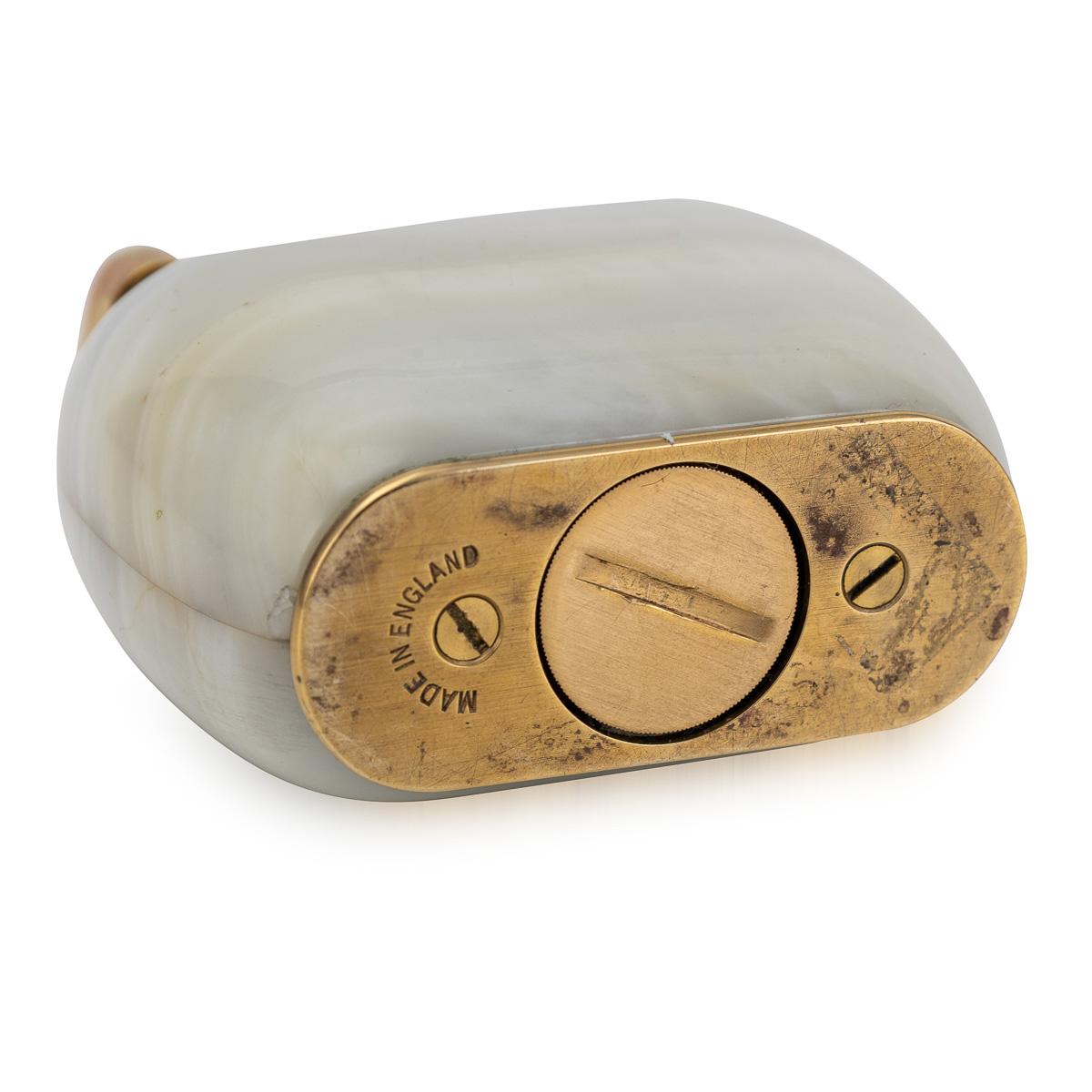 Vintage 20th Century Rare Italian Onyx & Gold Plate Dunhill Table Lighter c.1950 For Sale 3