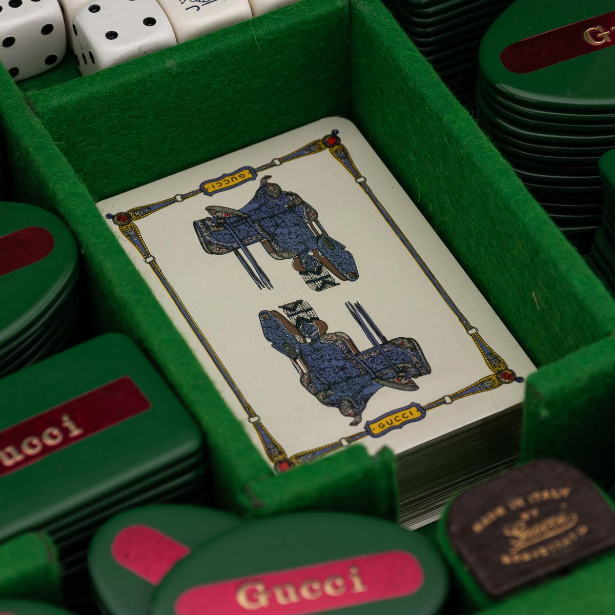 Vintage Siglo XX Raro juego de póquer de viaje italiano de Gucci c.1970 en venta 6