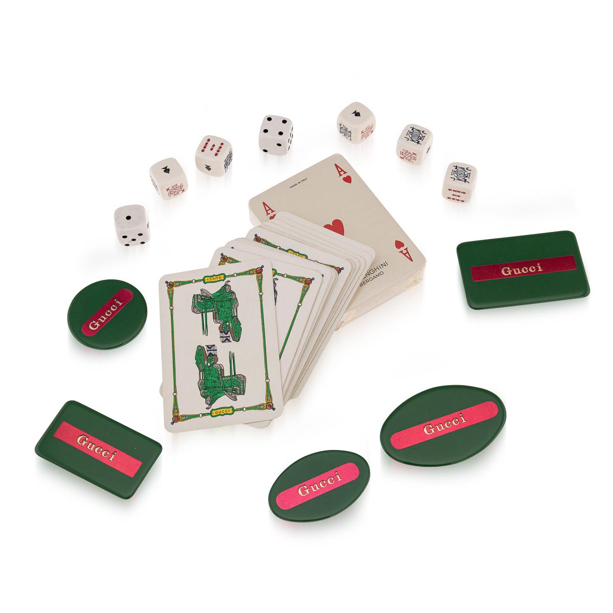 Vintage Siglo XX Raro juego de póquer de viaje italiano de Gucci c.1970 en Bueno estado para la venta en Royal Tunbridge Wells, Kent