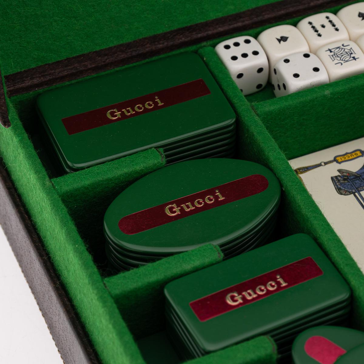 Vintage Siglo XX Raro juego de póquer de viaje italiano de Gucci c.1970 en venta 2