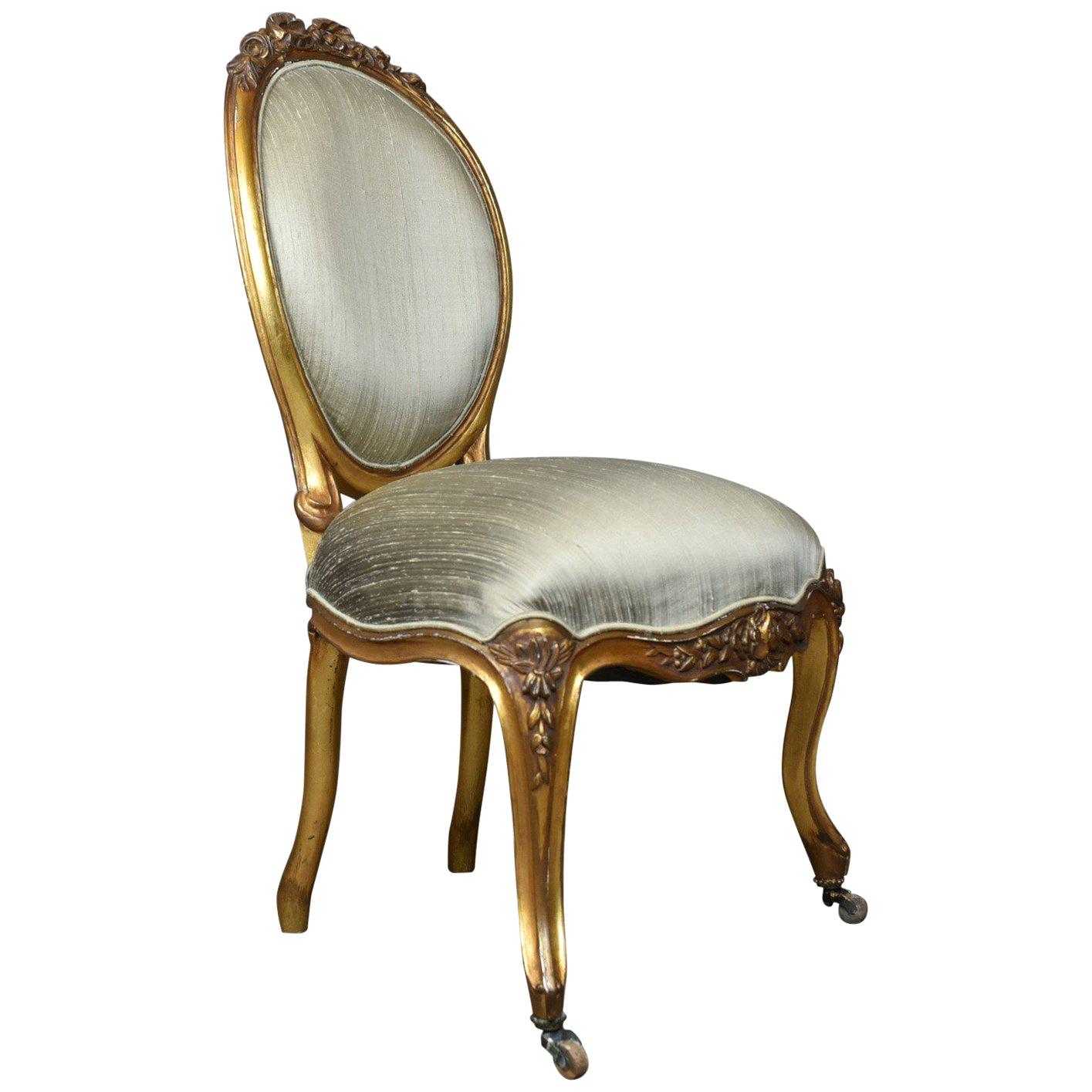 Vintage 20th Century Salon Chair in Antique French Taste, Giltwood, circa 1970 For Sale
