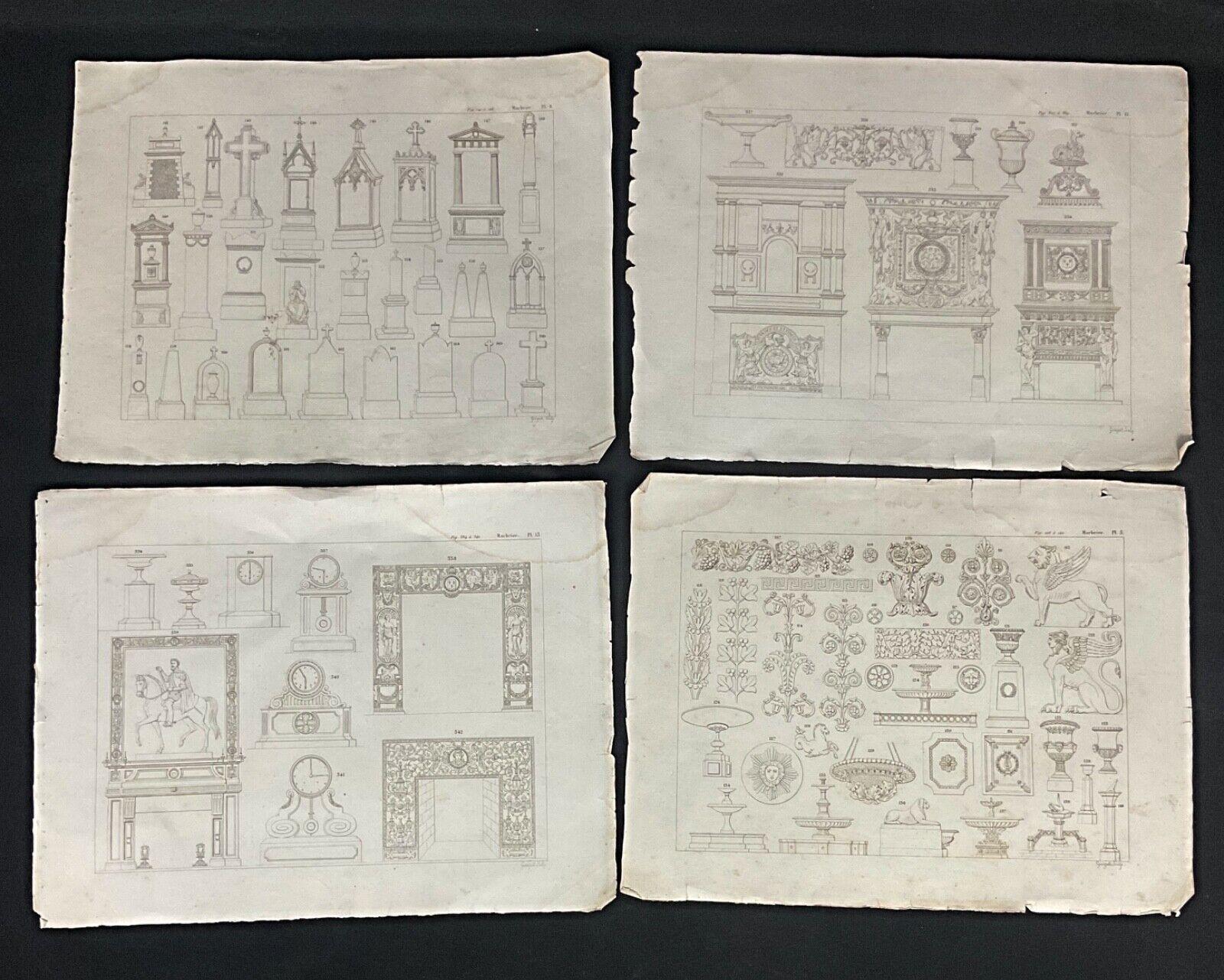 20ième siècle Ensemble de 18 tirages lithographiques Marbrier du 20ème siècle - 2Y566 en vente