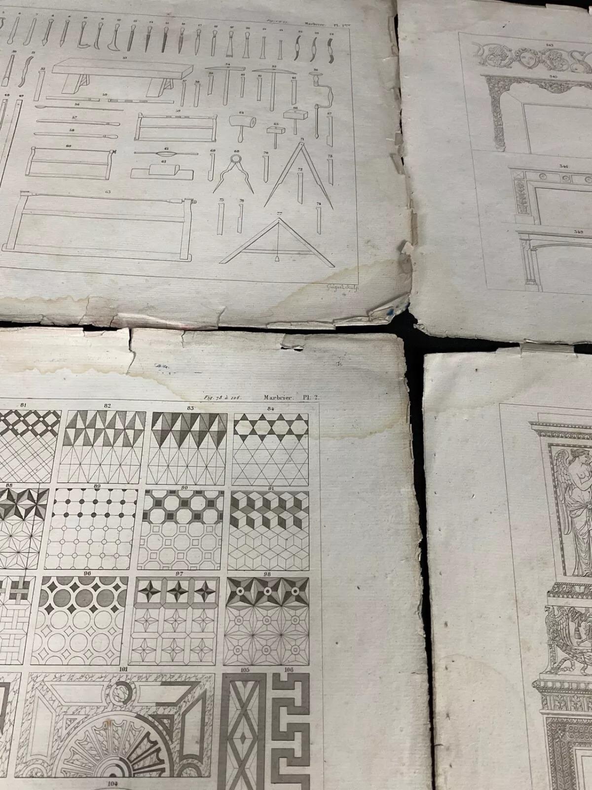 Papier Ensemble de 18 tirages lithographiques Marbrier du 20ème siècle - 2Y566 en vente