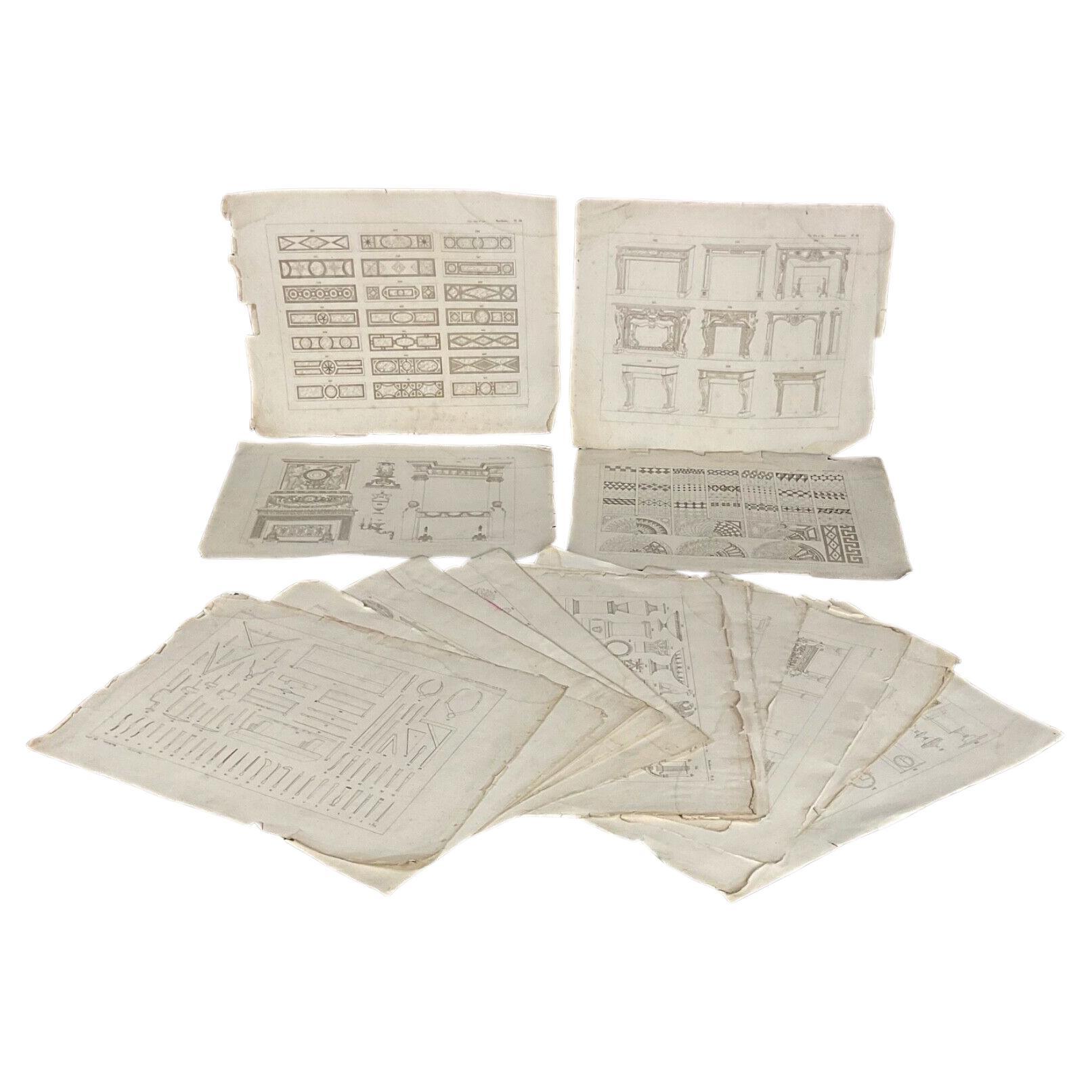 Set di 18 stampe litografiche "Marbrier" del 20° secolo - 2Y566
