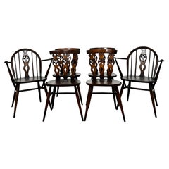Ensemble de 6 chaises de salle à manger Ercol vintage du 20ème siècle en orme ( REF AF-3614 )