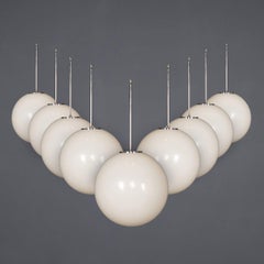 Vintage 20th Century Set Of Nine Large Opaque Polymer Globe Lights c.1970