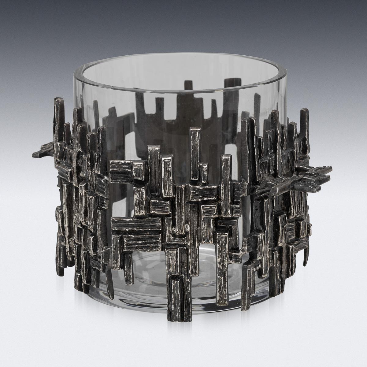 Other Vintage 20th Century Silver Plated Brutalist Style Ice Bucket c.1960 For Sale