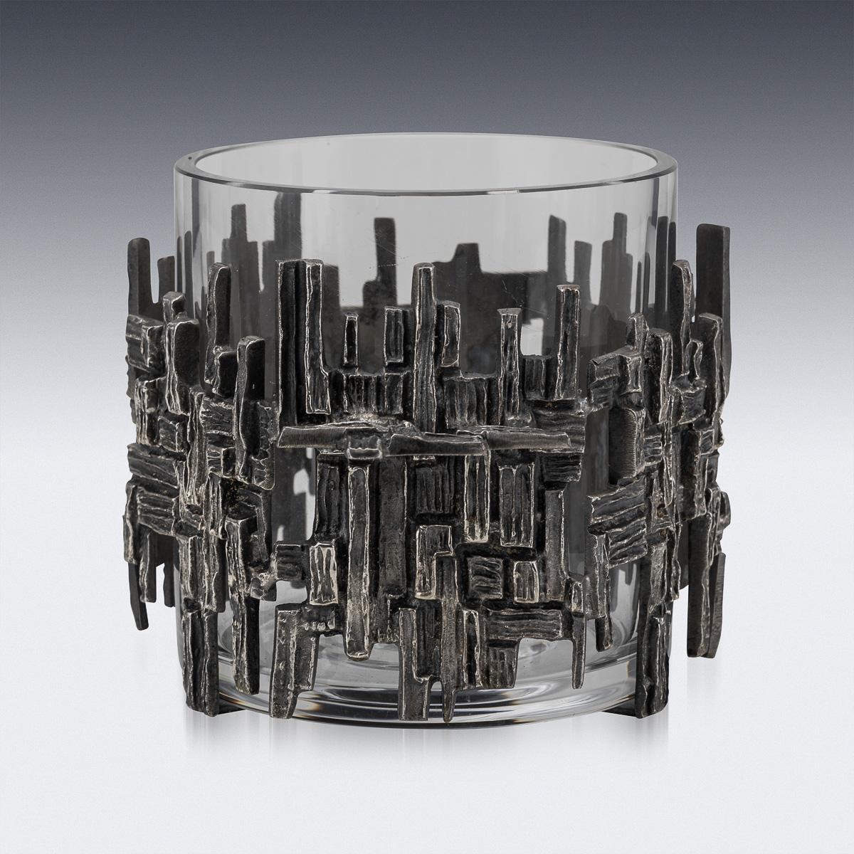 European Vintage 20th Century Silver Plated Brutalist Style Ice Bucket c.1960 For Sale