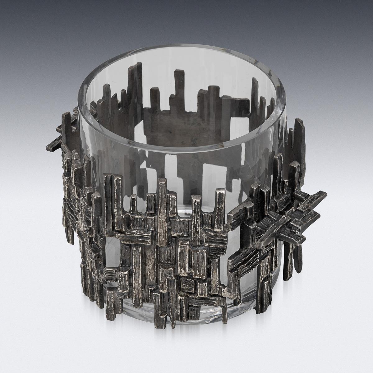 Vintage 20th Century Silver Plated Brutalist Style Ice Bucket c.1960 For Sale 1