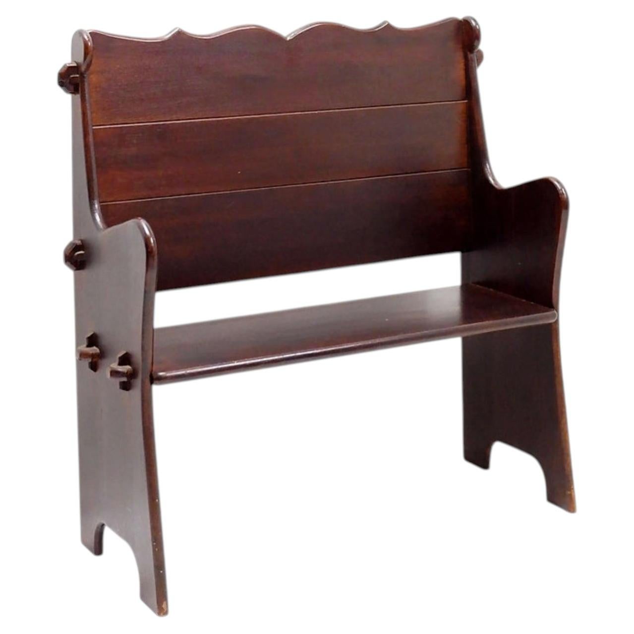 Banco de iglesia vintage del siglo XX, de madera maciza