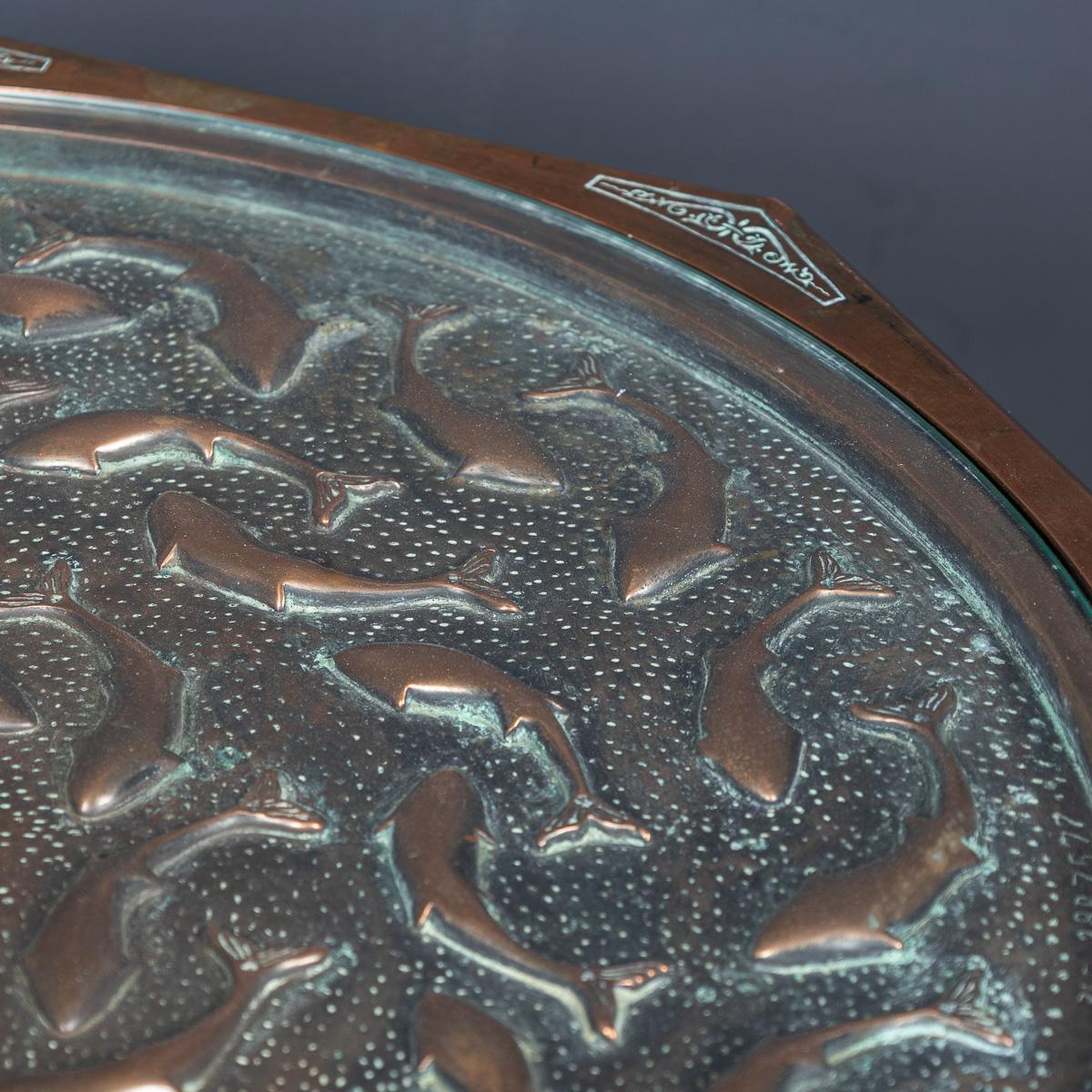 Vintage 20th Century Spanish Embossed Copper Table By Malart c.1930 For Sale 6