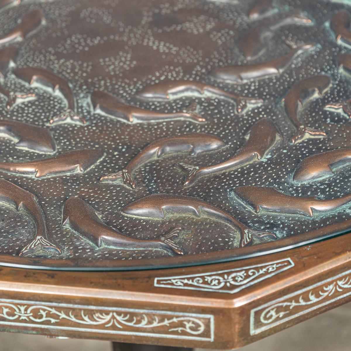 Vintage 20th Century Spanish Embossed Copper Table By Malart c.1930 For Sale 8