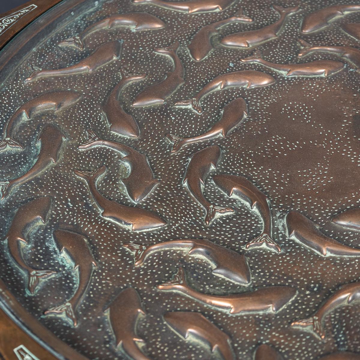 Vintage 20th Century Spanish Embossed Copper Table By Malart c.1930 For Sale 9