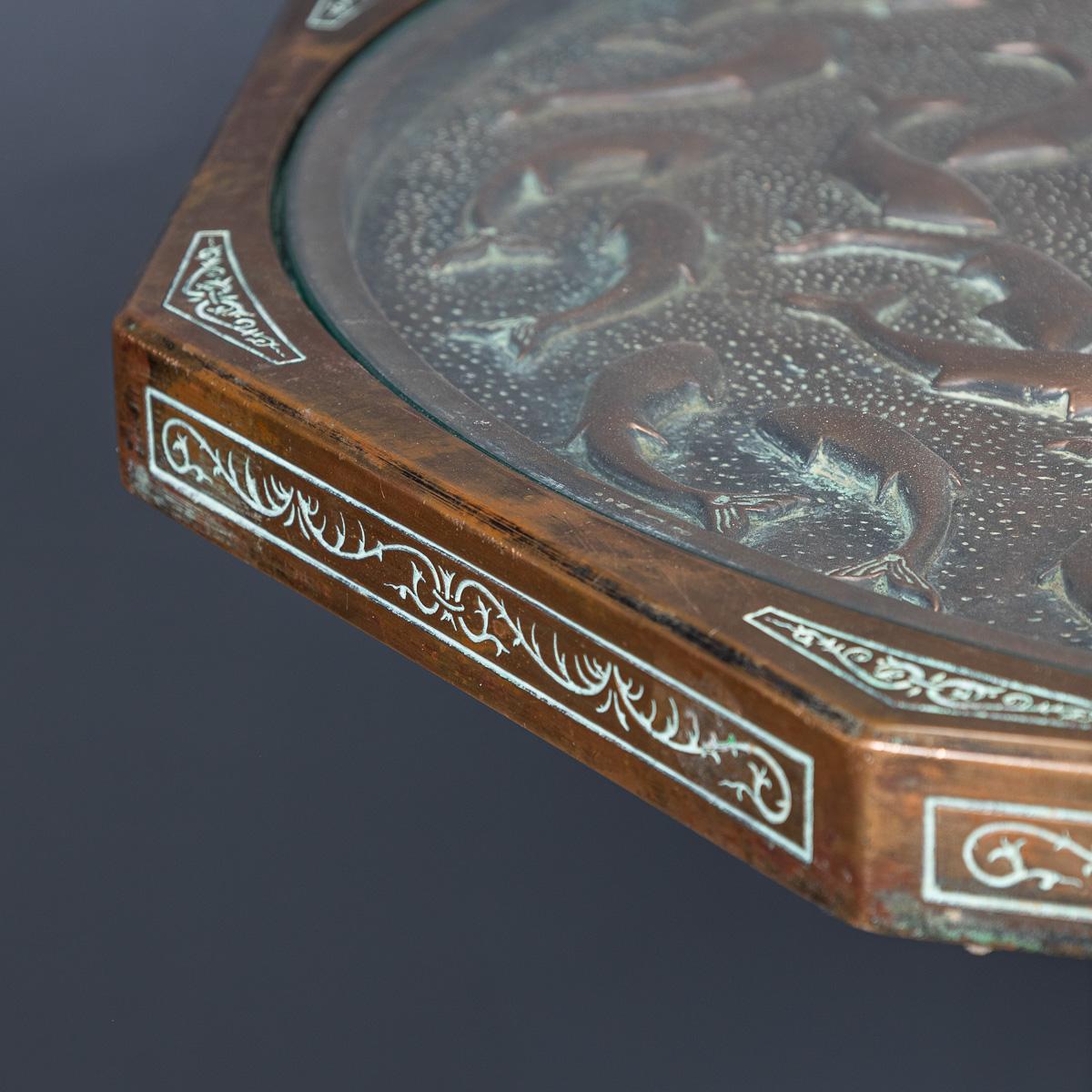 Vintage 20th Century Spanish Embossed Copper Table By Malart c.1930 For Sale 3