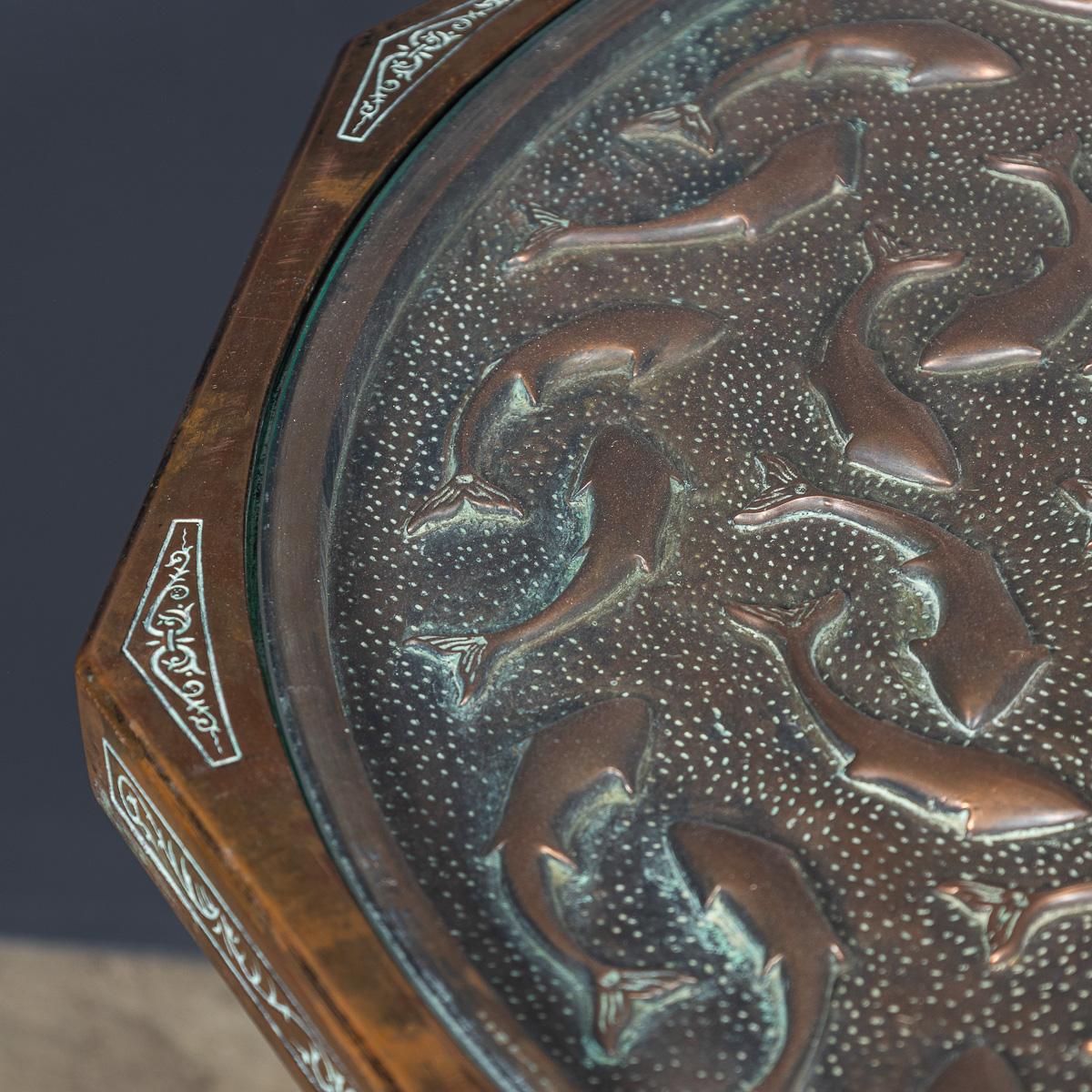 Vintage 20th Century Spanish Embossed Copper Table By Malart c.1930 For Sale 4