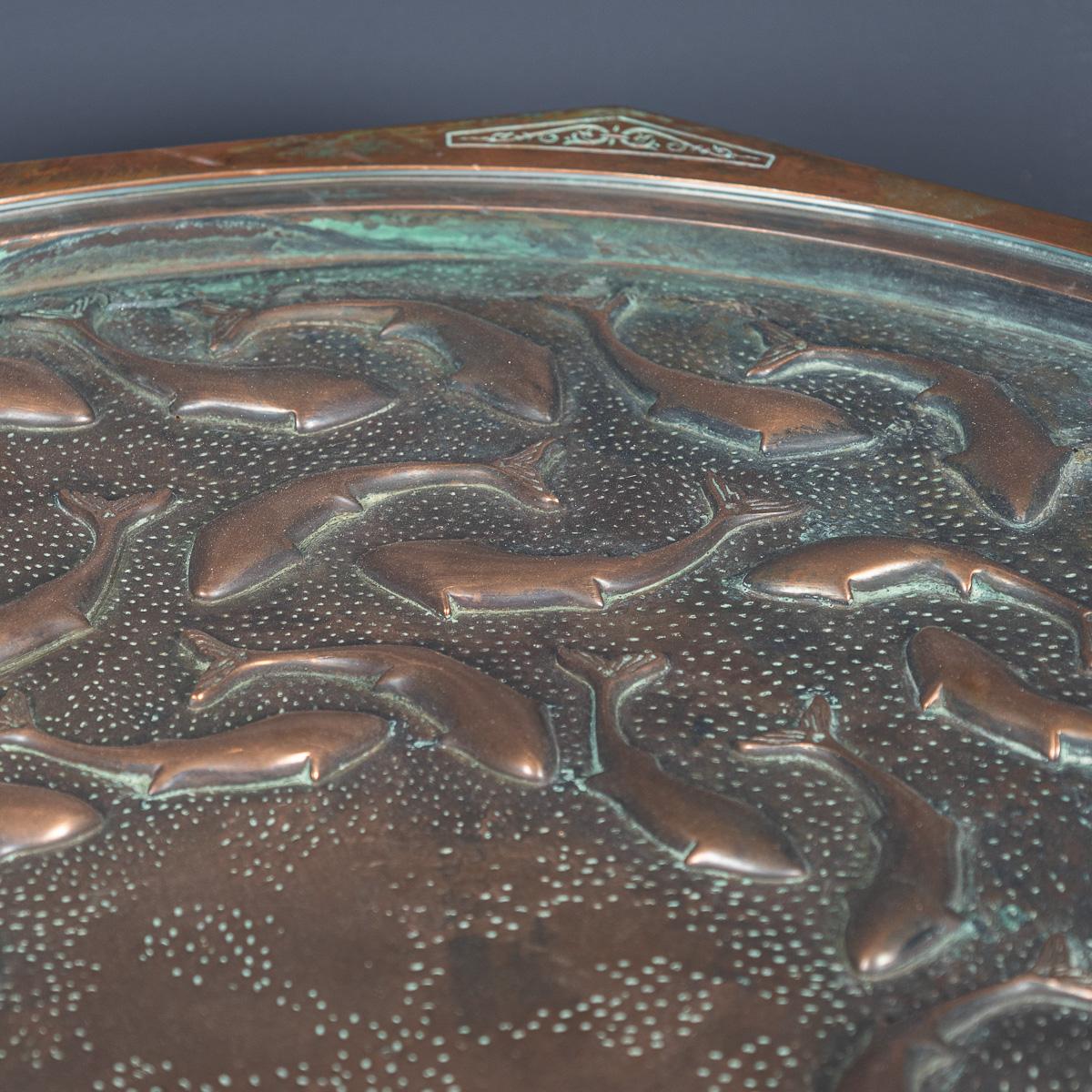 Vintage 20th Century Spanish Embossed Copper Table By Malart c.1930 For Sale 5