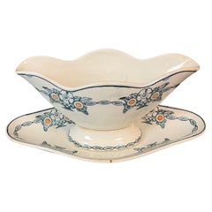 Vintage 20th Century St Amand Ceramic Sauce Boat and Underplate - 2Y589
