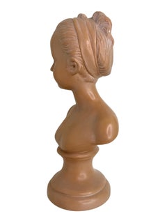 Vintage 20th Century Terracotta Girl Bust France 1920s JP.MD marked
