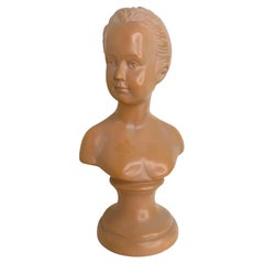 Busto di ragazza in terracotta vintage del XX secolo Francia 1920s JP.MD marcato
