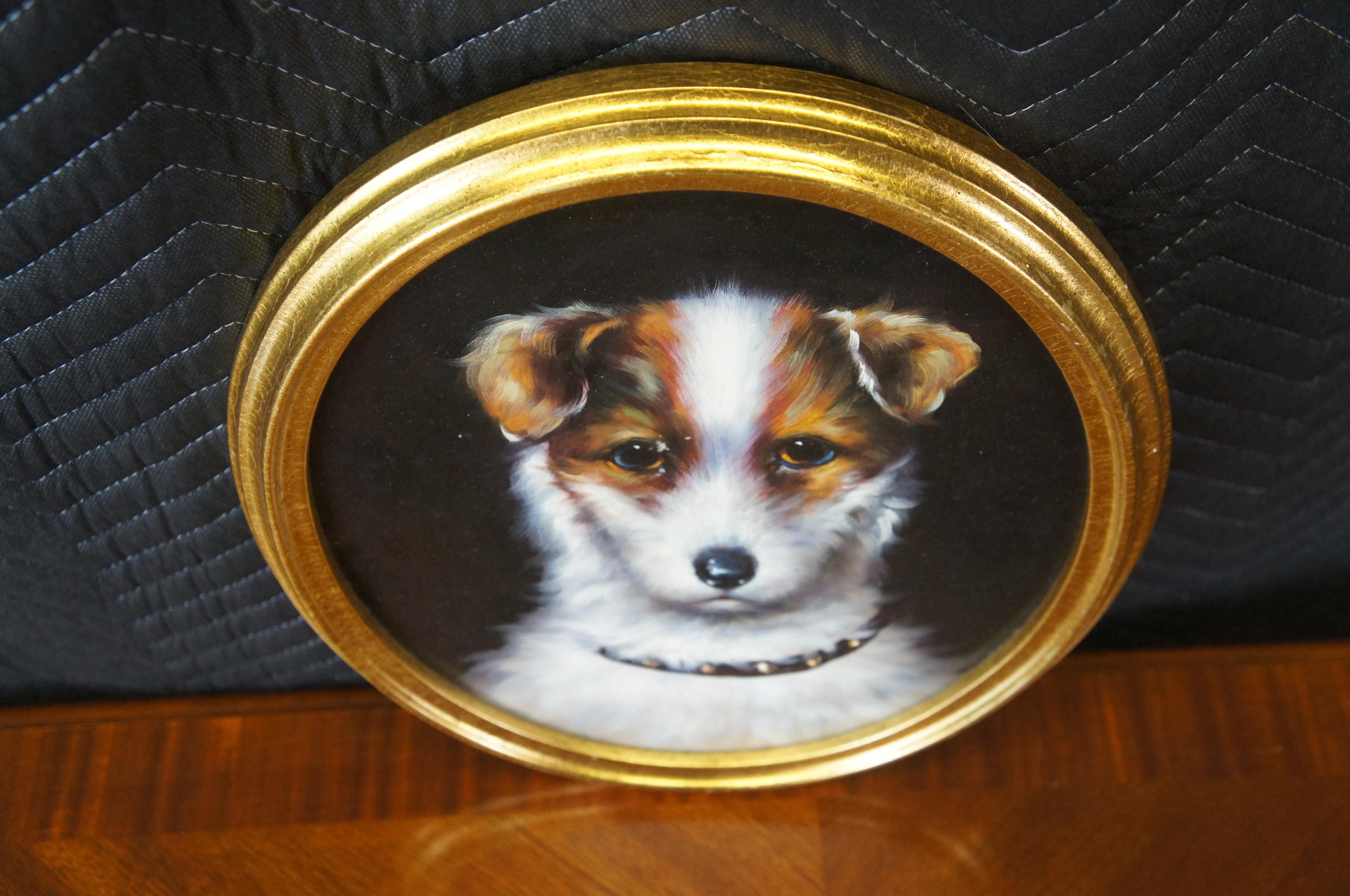 Vintage 20th Century Terrier Portrait Oil Painting on Board Gold Frame Realism  For Sale 4