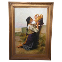 Peinture à l'huile vintage du 20ème siècle « Thirst » d'après William Adolphe Bouguereau 44"
