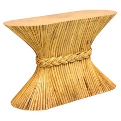Table de salle à manger McGUIRE « Sheaf of Wheat » en faux bambou à base de piédestal