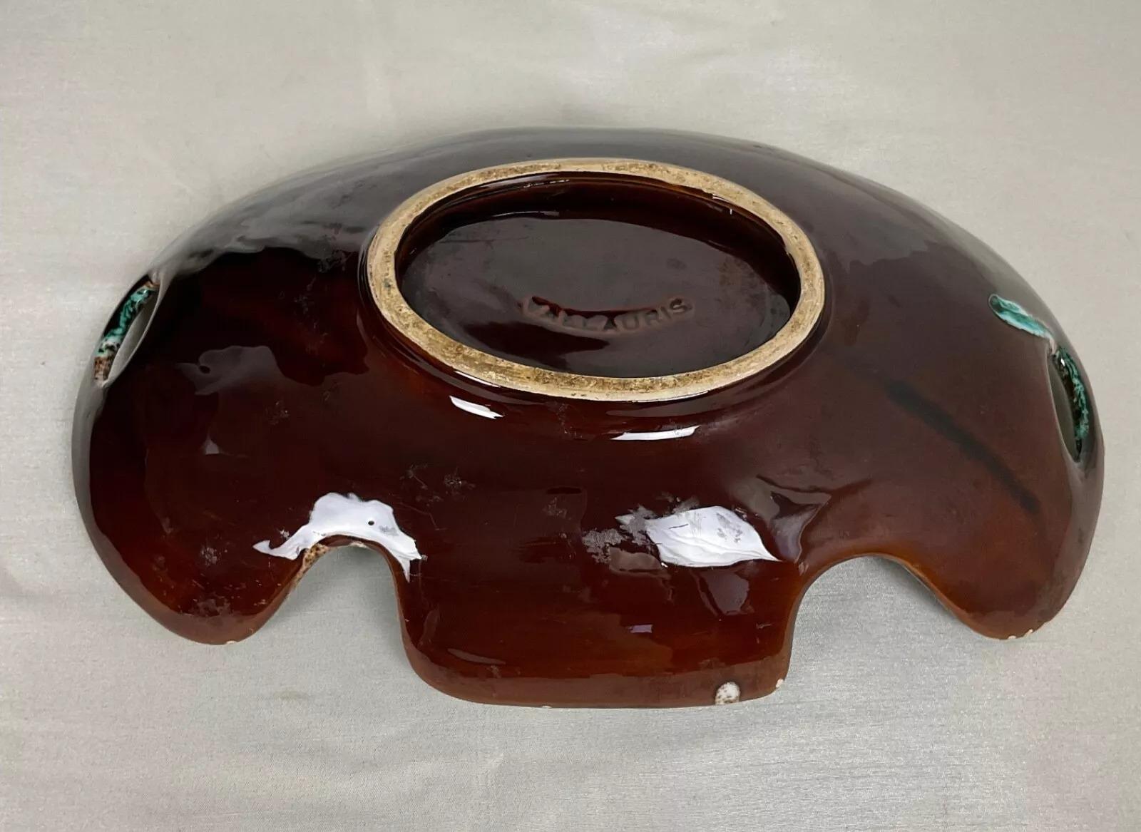 Plat vintage 20TH CENTURY DESIGN en céramique de Vallauris - Glazed and Textured Design - 2Y490 en vente 1