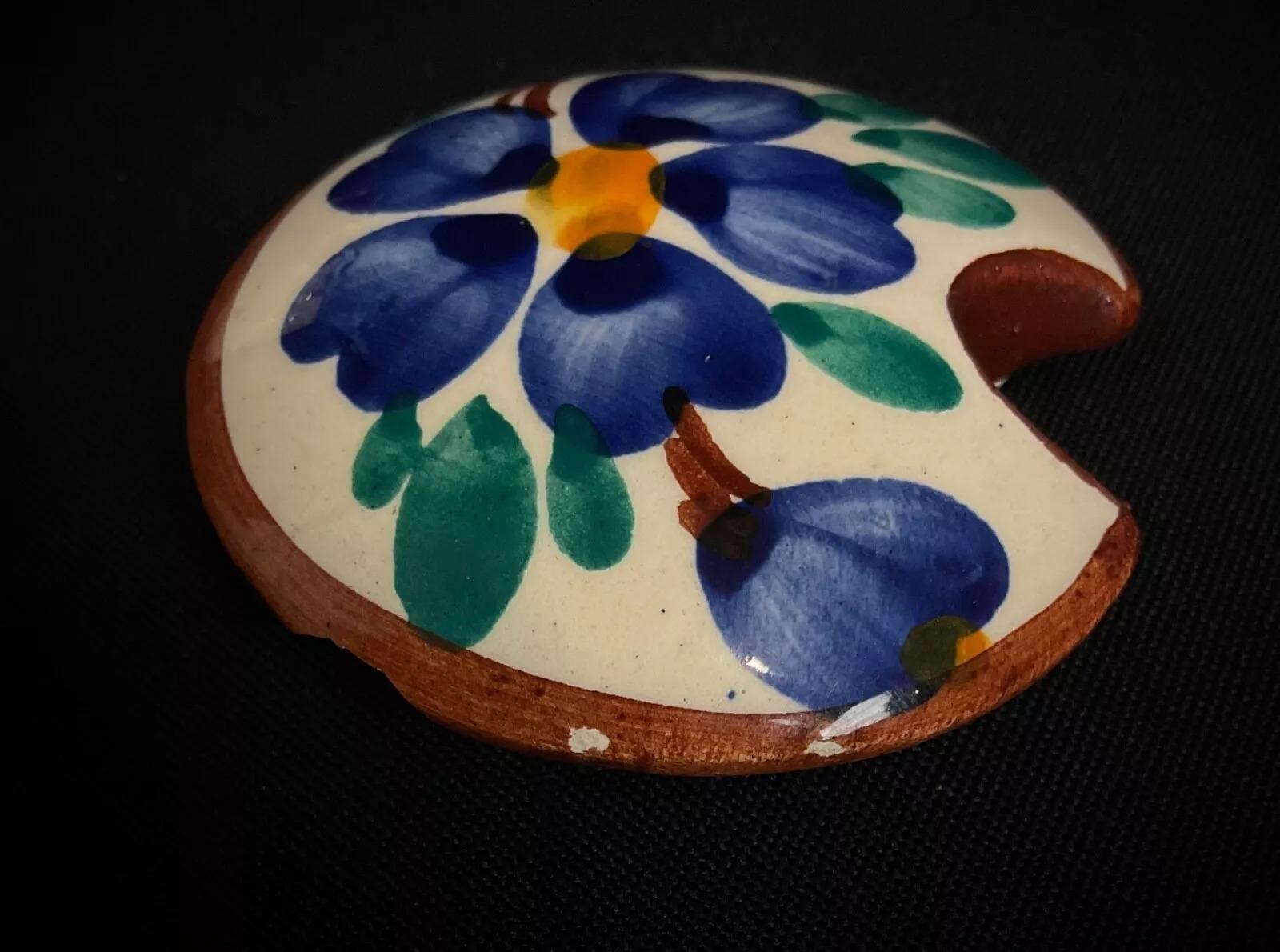 Maceta de Cerámica Floral Vallauris Vintage Siglo XX - 7,5 cm - 2Y377 siglo XX en venta
