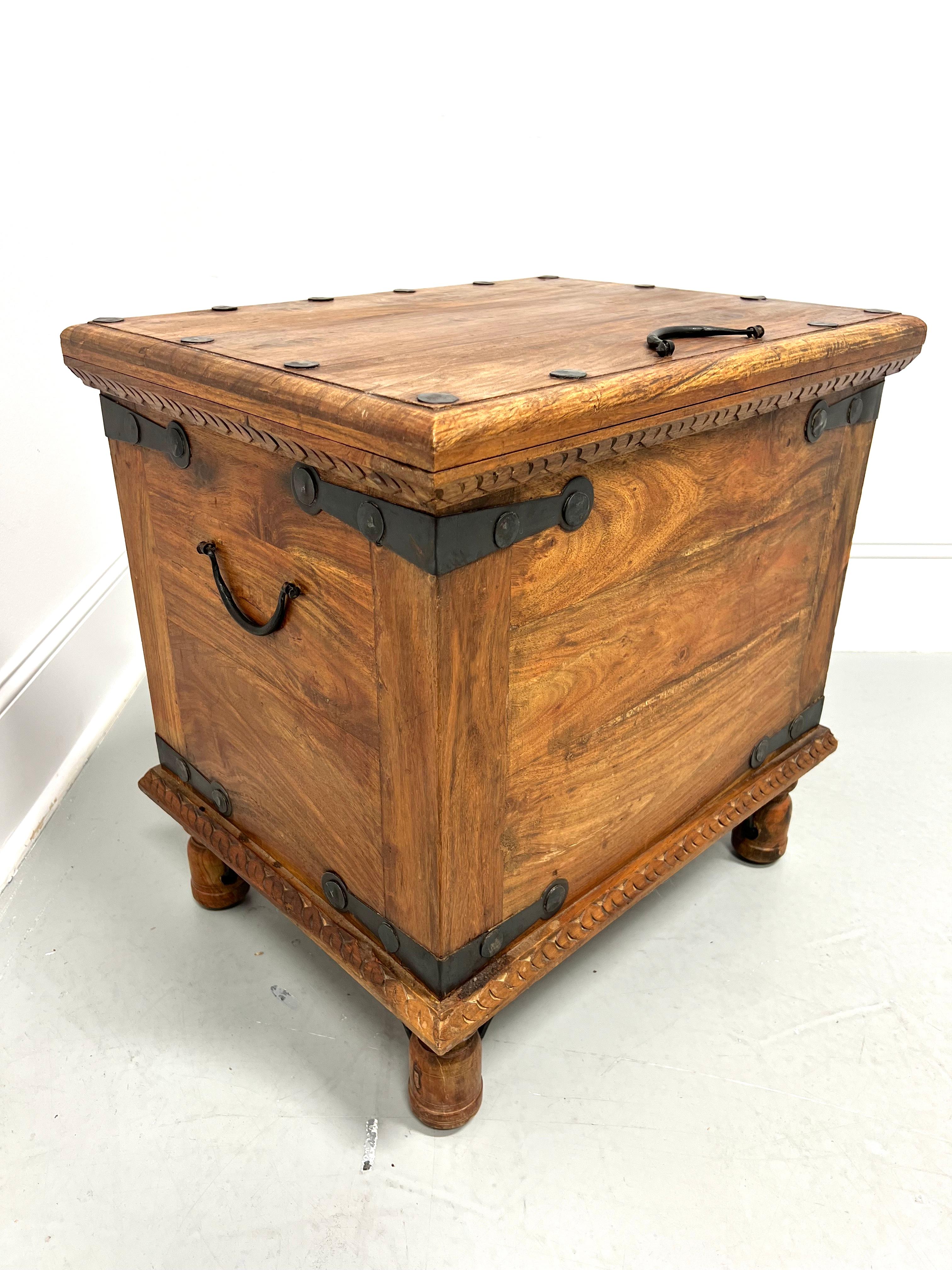 Vintage 20th Century Wood & Metal Rustic Storage Trunk Accent Table For Sale 2