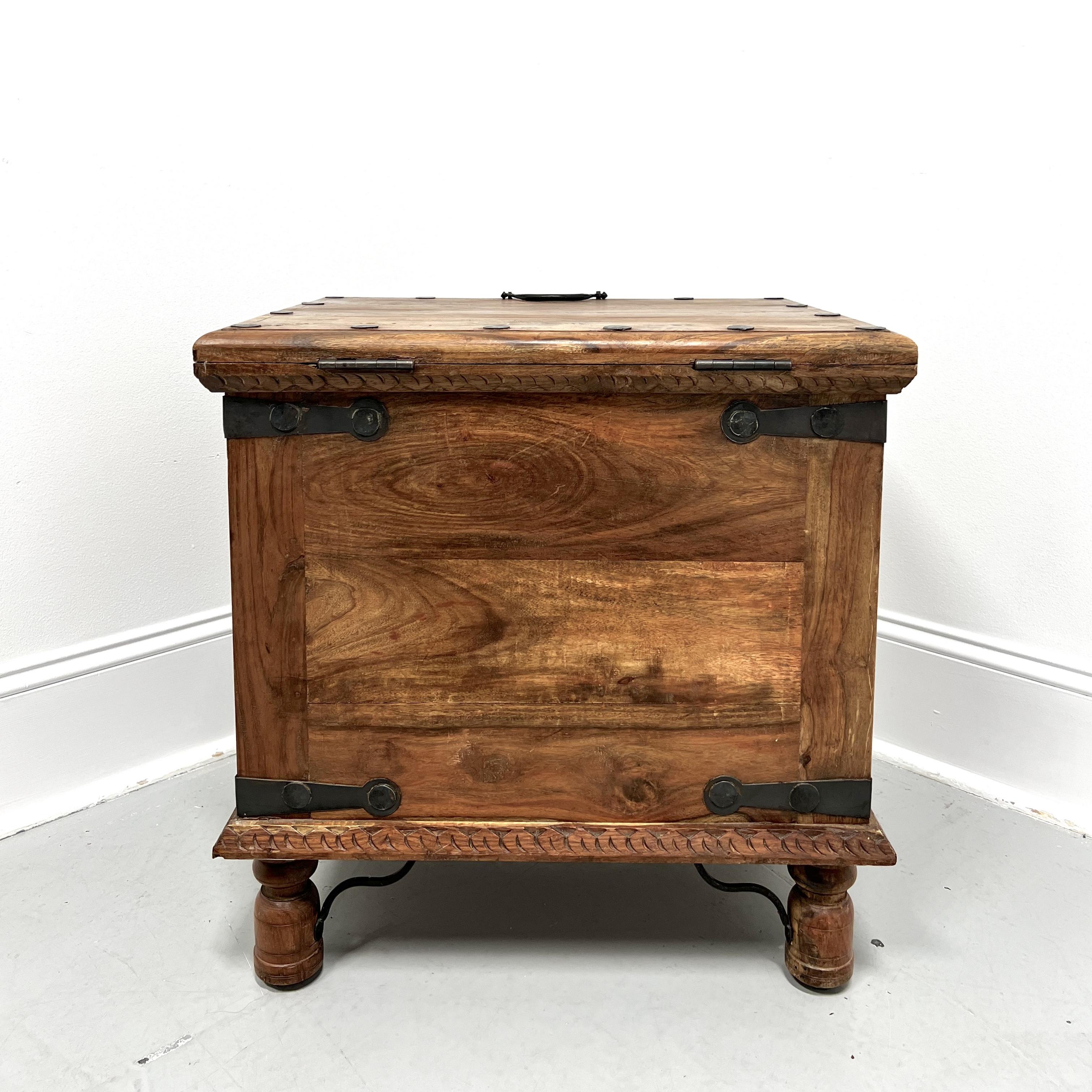 American Vintage 20th Century Wood & Metal Rustic Storage Trunk Accent Table For Sale