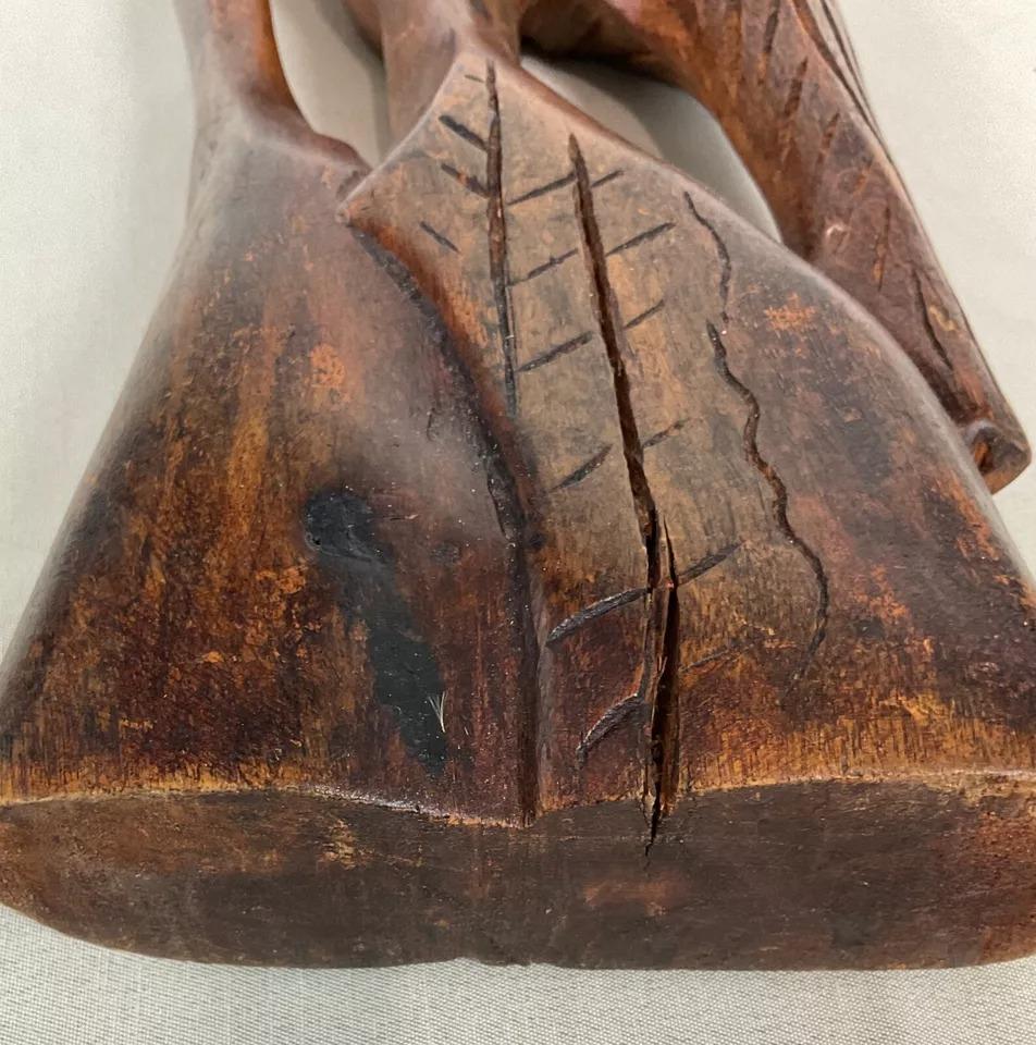 Escultura de madera vintage del siglo XX de una pareja africana - 2Y470 en Bastante bueno estado para la venta en Bordeaux, FR