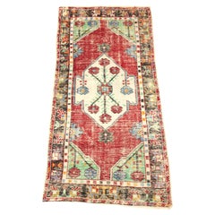 Vintage 20th Century Wool Turkish Oushak 3 x 6 Rug Runner