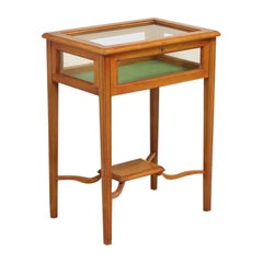 Vintage 20th Century Yew Wood Accent Table w/ Display Case