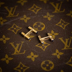 Gemelli vintage del XX secolo in oro 18 carati e zaffiro, in stile Cartier