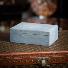 Humidor vintage de puros de piel de raya azul del siglo XX, hacia 1930