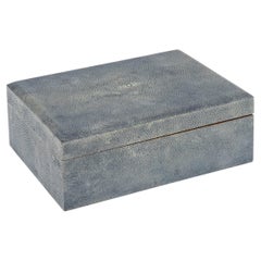 Humidor vintage de puros de piel de raya azul del siglo XX, hacia 1930