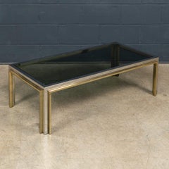 Vintage 20thC Brass, Chrome & Glass Coffee Table By Belgo Chrom, Belgium c.1970