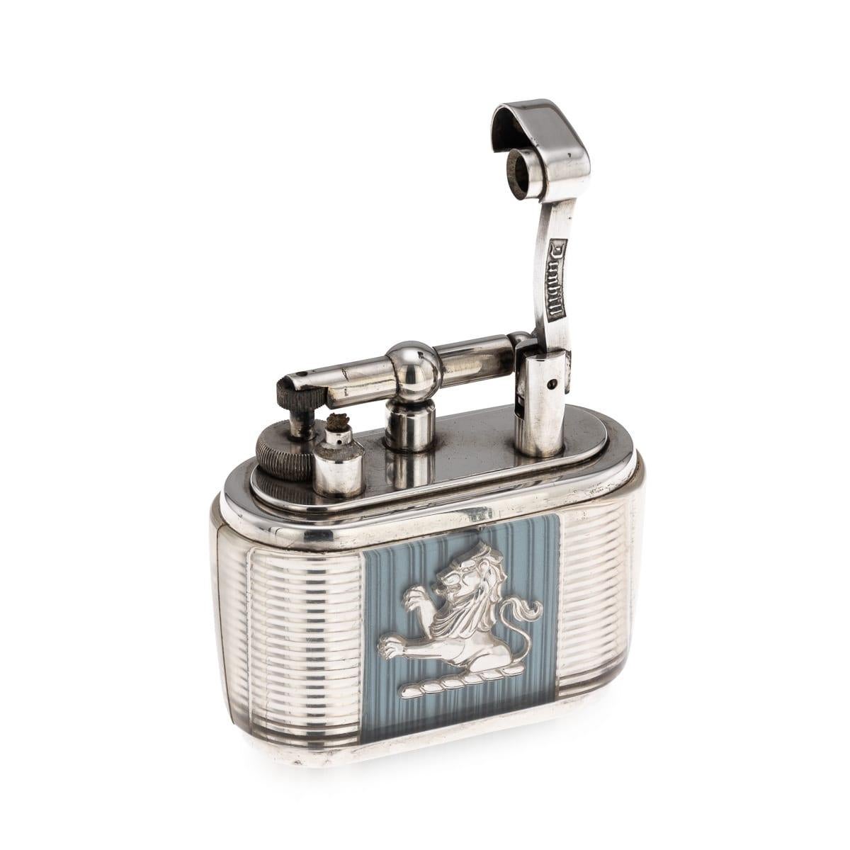 Placcato argento Accendino d'epoca da tavolo Dunhill Half-Giant Joseph Lucas Clear Lucite, 1950 ca. in vendita