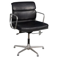 Vintage 20thC Ea217 Chair In Black Leather By Charles & Ray Eames For ICF