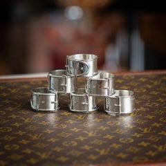 Vintage 20thC English Solid Silver Set Of Six Napkin Rings c.1933