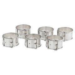 Vintage 20thC English Solid Silver Set Of Six Napkin Rings c.1933
