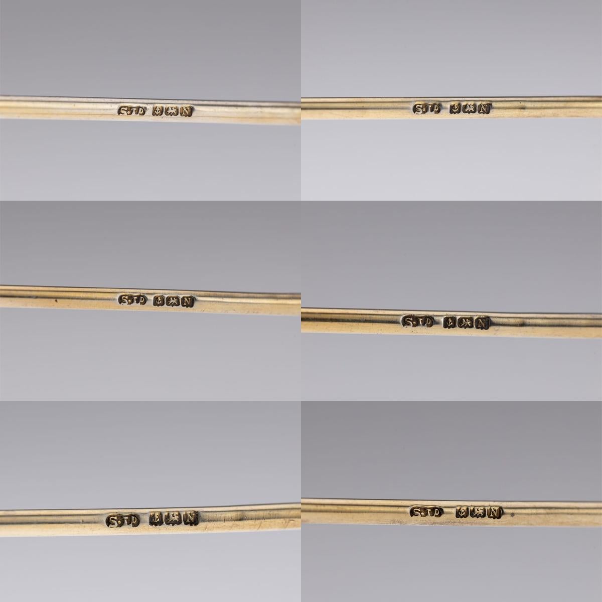 Vintage 20thC Englisch massivem Silber Satz von sechs Fasan Cocktail-Sticks c.1937 im Angebot 9