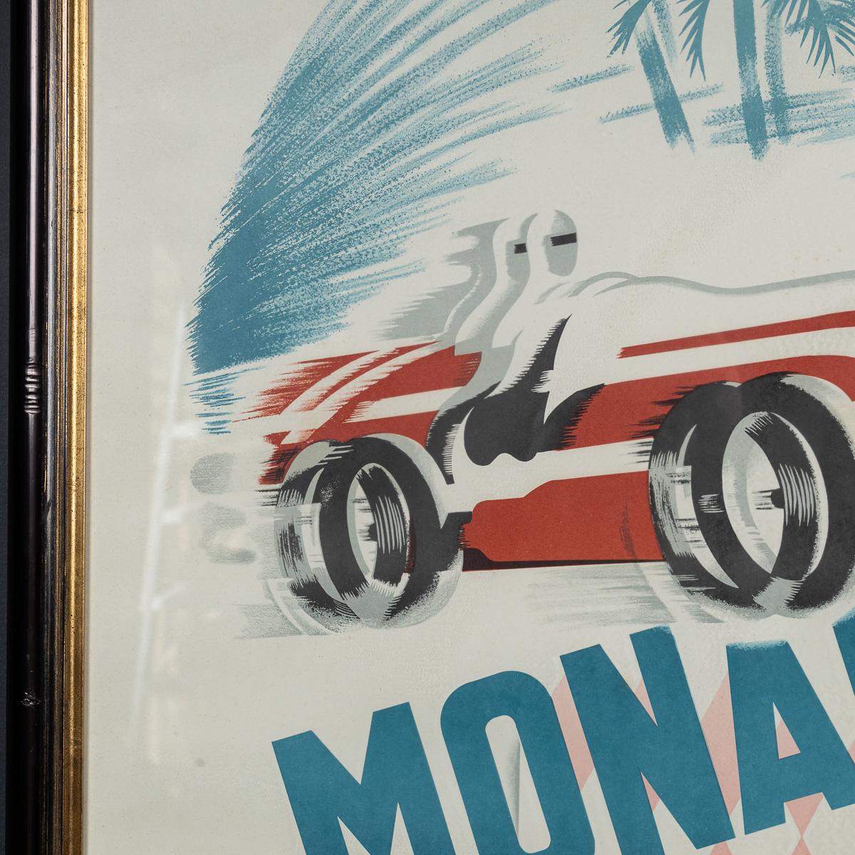 Vintage 20thC gerahmt 1950 Monaco Grand Prix Poster von Bernard Minne c.1983 (Acryl) im Angebot