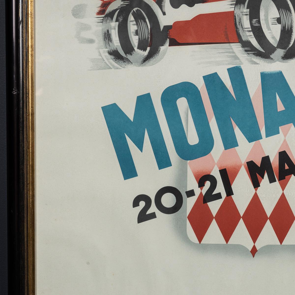 Vintage 20thC gerahmt 1950 Monaco Grand Prix Poster von Bernard Minne c.1983 im Angebot 2