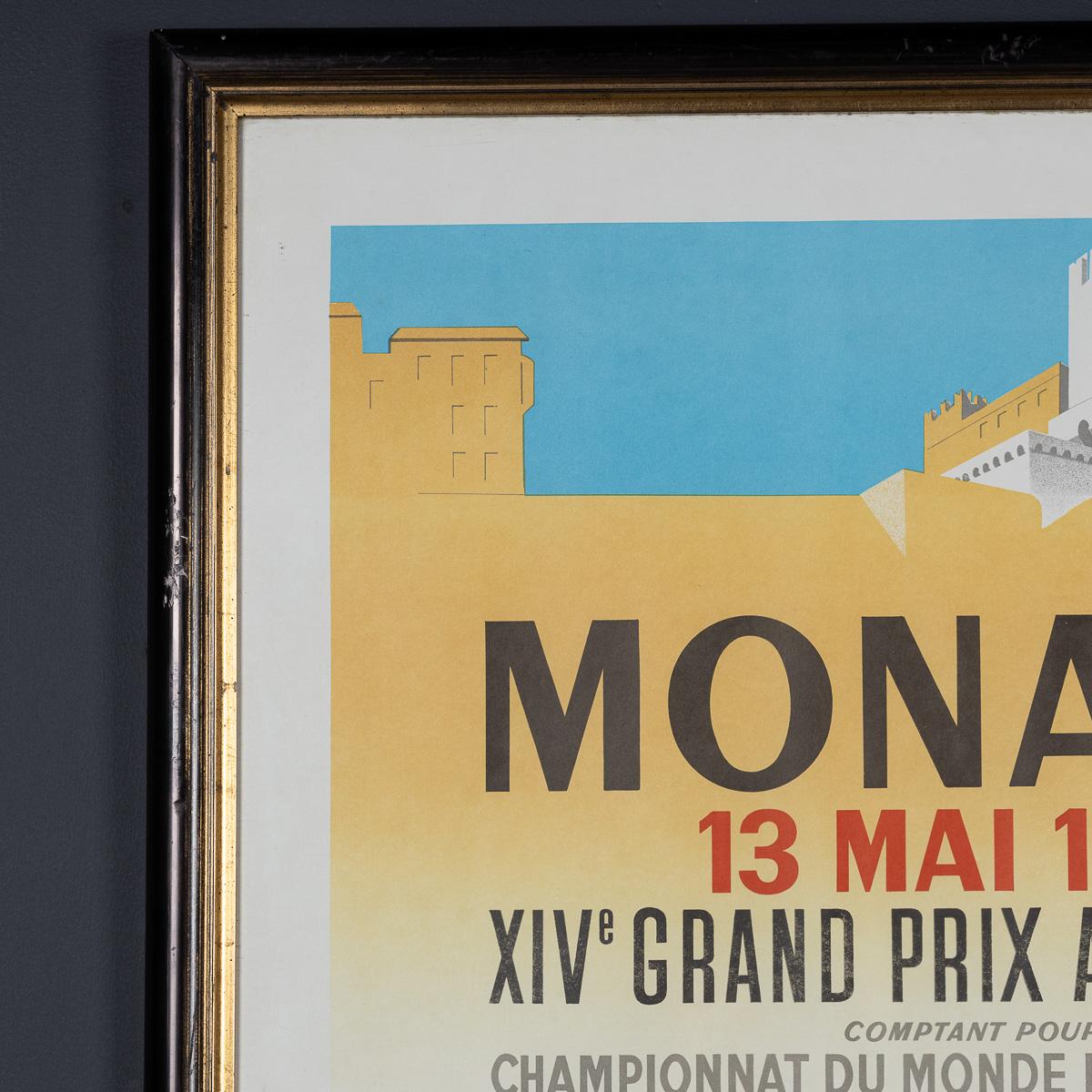 Monegasco Poster incorniciato d'epoca del Gran Premio di Monaco del 1956 di Jean Ramel c.C. in vendita